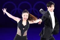 <p>USA’s Maia Shibutani and USA’s Alex Shibutani perform during the figure skating gala event during the Pyeongchang 2018 Winter Olympic Games at the Gangneung Oval in Gangneung on February 25, 2018. / AFP PHOTO / Mladen ANTONOV (Photo credit should read MLADEN ANTONOV/AFP/Getty Images) </p>