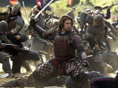 Tom Cruise fighting mid battle in "The Last Samurai."
