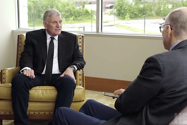 <p>Trump supporter and influential evangelical Franklin Graham told Axios with HBO that Trump may be ‘too unhealthy’ to run for president again</p> (Axios/HBO)