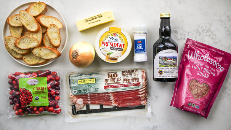 ingredients for cranberry bacon baked brie