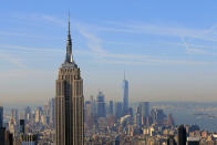 <p>One World Trade Center fills the skyline behind the Empire State Building in Aug. 2016. (Gordon Donovan/Yahoo News) </p>