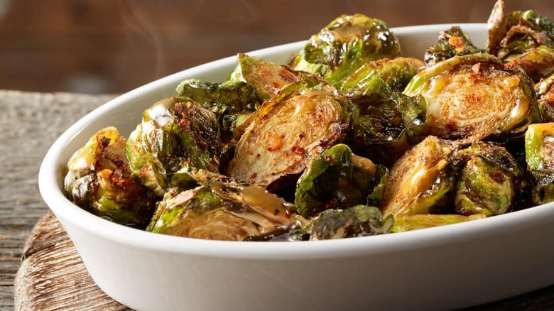 crispy brussels sprouts in dish