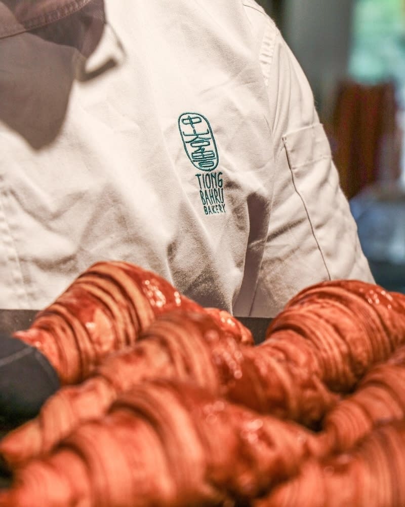 Croissants in the foreground