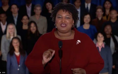 Stacey Abrams delivered the Democratic response - a sign she's considered a future star for the party - Credit: Reuters