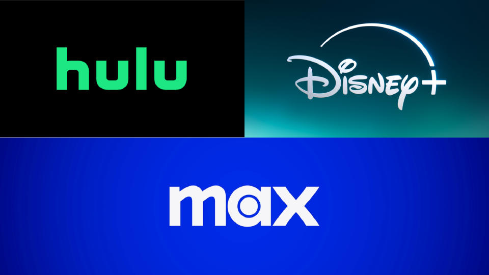 Hulu, Disney Plus, and Max logos for streaming bundle