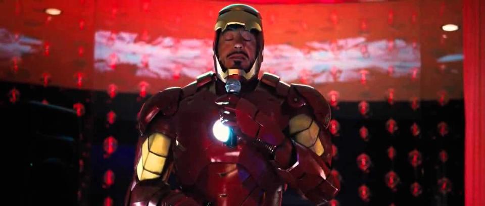 Tony Stark relieves himself in ‘Iron Man 2’ (Marvel Studios)