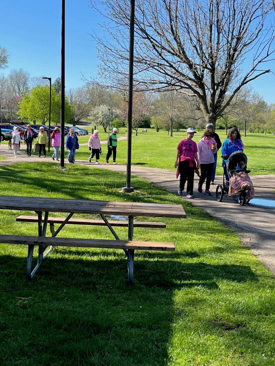 Those participating in the Fulton County Breast Cancer Support Group Walk at Wallace Park included survivors, caregivers and for those walking in memory of loved ones.