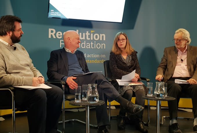 Lewis joined a panel of financial experts for a discussion on UK savings schemes. (Resolution Foundation)