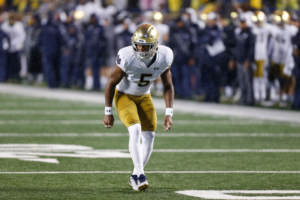 Notre Dame CB Troy Pride Jr. stood out in coverage at the 2020 Senior Bowl. (Photo by Scott W. Grau/Icon Sportswire via Getty Images)