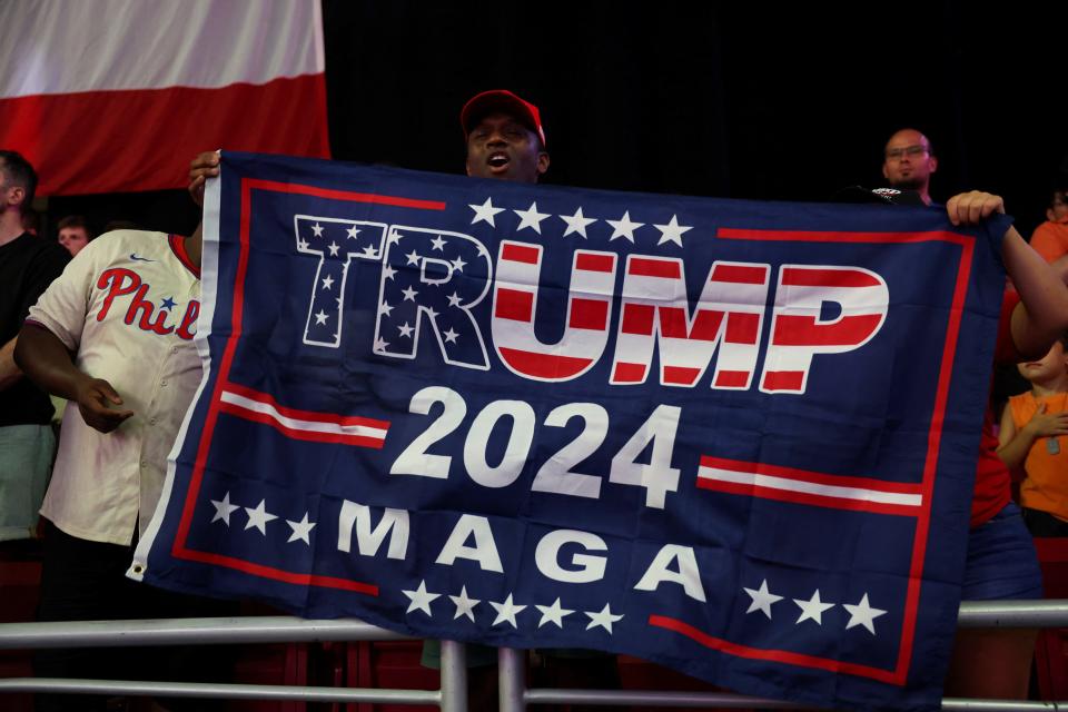 Supporters of former President Donald Trump at his reelection campaign rally in Philadelphia on June 22, 2024.