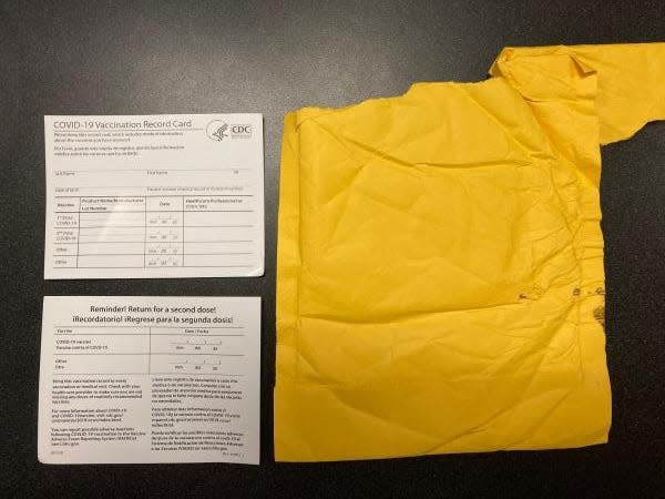 The fake COVID-19 vaccine cards seized by U.S. Customs and Border Protection had unfinished words and typos.