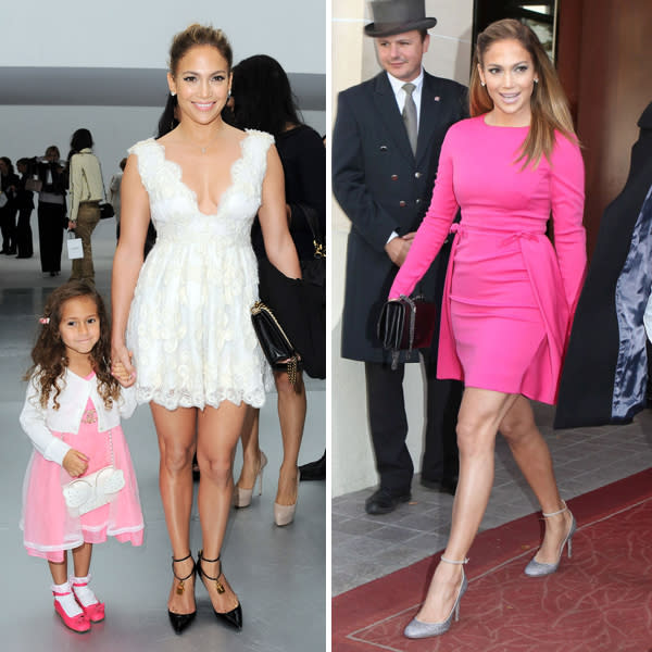 <b>Jennifer Lopez</b><br><br>The ex-<i>American Idol</i> judge channeled Parisian chic as she attended shows in the City of Lights for Paris Fashion Week. First, she showed off her dancer’s body in a white, lace Dana Budeanu mini dress at the Chanel SS13 show Paris Fashion Week <a href="http://uk.omg.yahoo.com/gossip/googoogaga/jennifer-lopez-takes-daughter-emme-pfw-chanel-she-161112871.html" data-ylk="slk:with her daughter Emme;elm:context_link;itc:0;sec:content-canvas;outcm:mb_qualified_link;_E:mb_qualified_link;ct:story;" class="link  yahoo-link">with her daughter Emme</a>, before heading out in the city in head-to-toe Valentino for the Valentino SS13 show. If only we had access to her wardrobe – and her personal trainer.