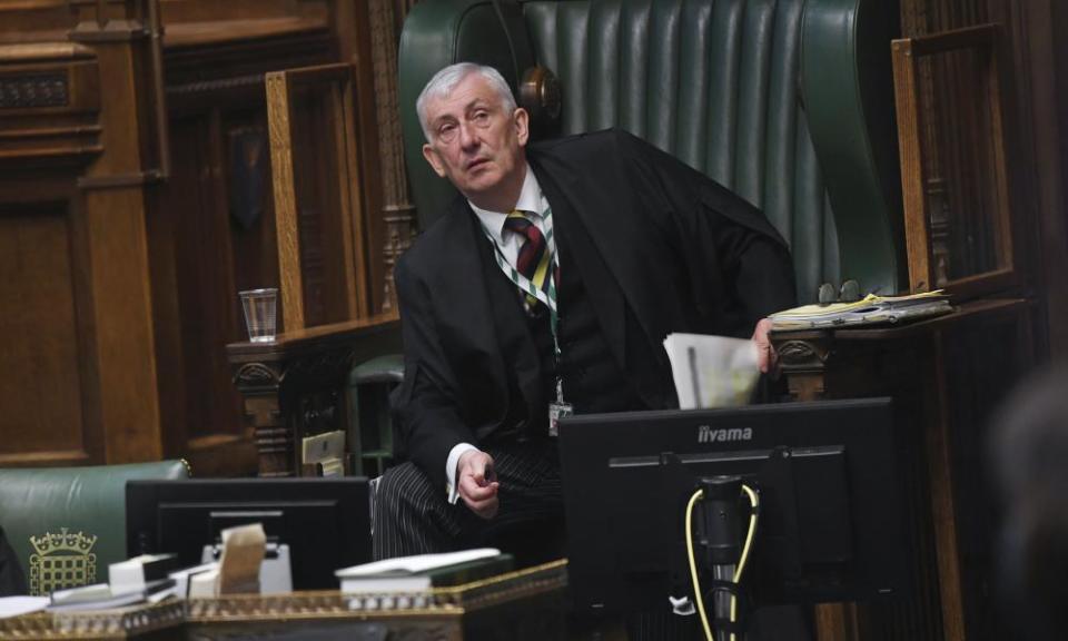 Lindsay Hoyle in the Speaker’s chair during prime minister’s questions in the House of Commons.