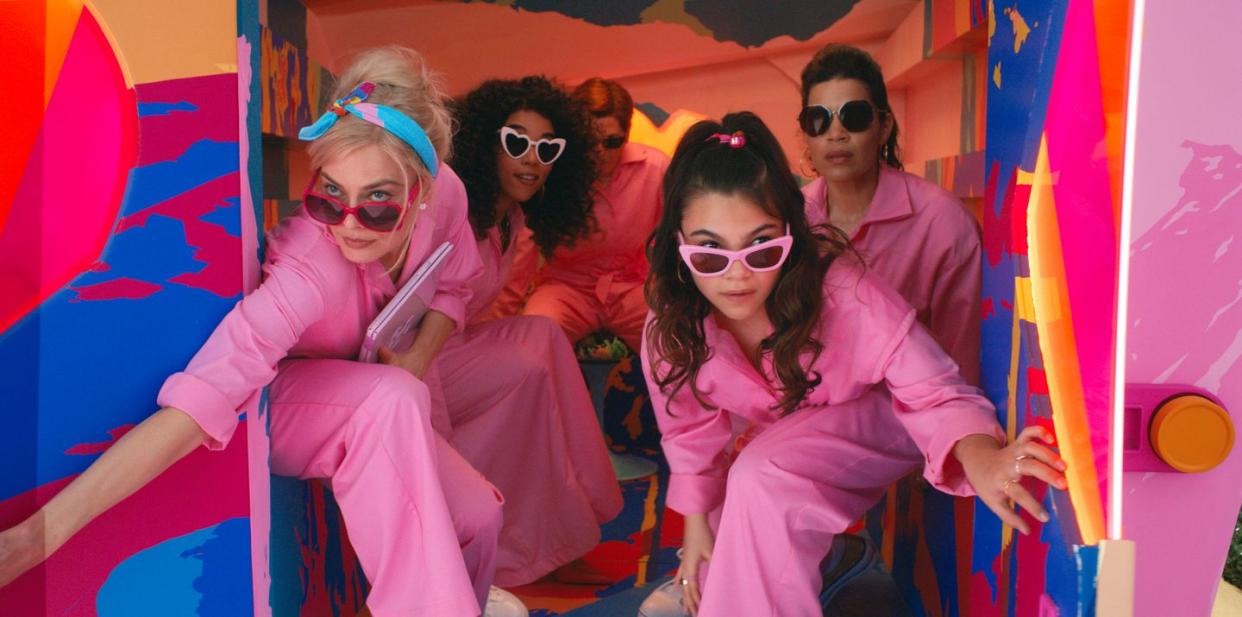 margot robbie, alexandra shipp, ariana greenblatt, and america ferrera in barbie