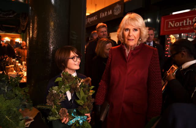 Camilla at  Borough Market (Clodagh Kilcoyne/PA)