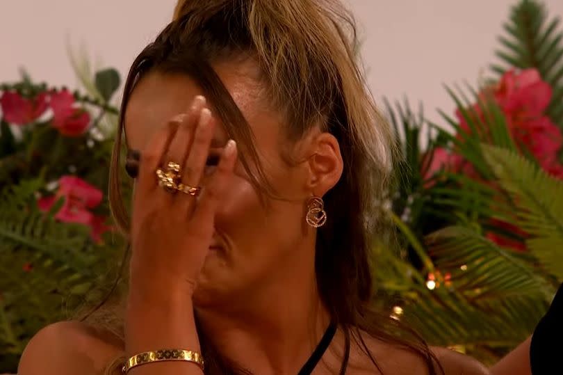 Harriett wiping a tear from her eyes on Wednesday's Love Island