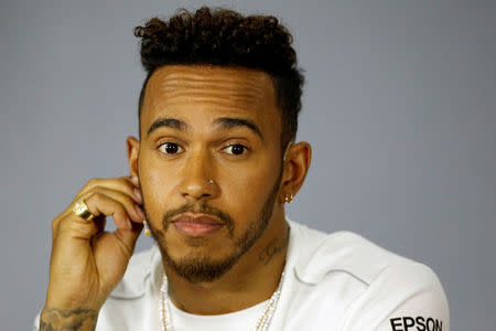 Formula One F1 - Australian Grand Prix - Melbourne Grand Prix Circuit, Melbourne, Australia - March 22, 2018 Mercedes' Lewis Hamilton during the press conference REUTERS/Brandon Malone