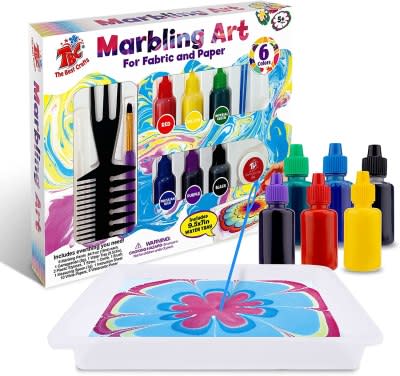 Original Stationery Rainbow Marbling Kit, Everything You Need in One Marble Painting Kit Kids to Make Marble Art and Craft Kids Will Love, Great Arts