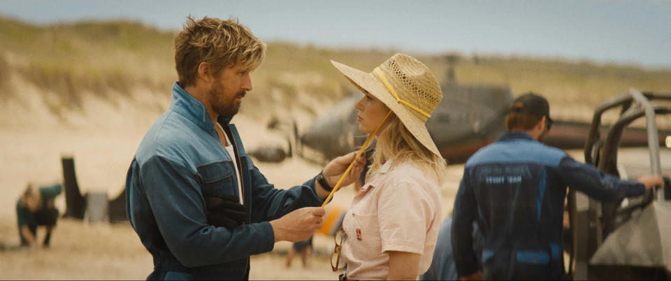 Ryan Gosling spielt in „The Fall Guy“ Colt Seavers und Emily Blunt spielt Judy Moreno. (Universal)
