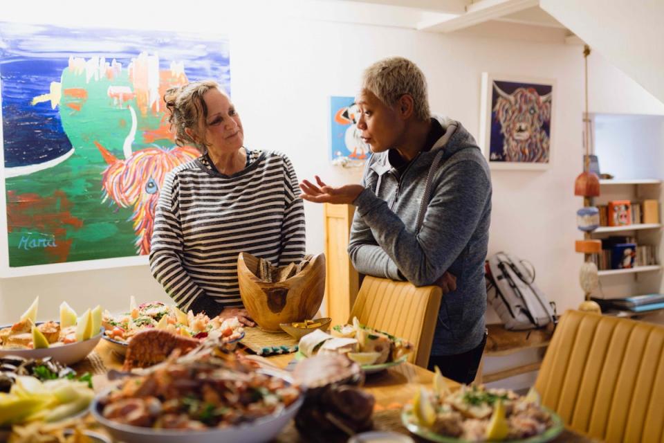 Monica Galetti with Maria Lewis, owner of Seafood Bothy, Stonehaven (Seafood from Scotland/PA)