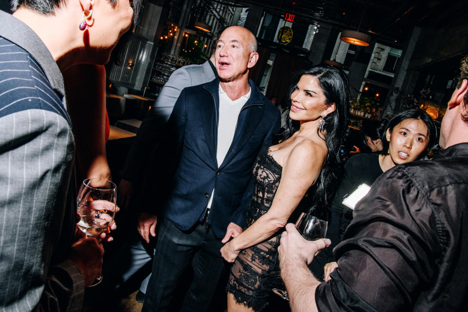 Jeff Bezos and Lauren Sanchez at the Monse Maison Pre-Met Cocktail Celebration held at La Mercerie on May 5, 2024 in New York, New York.