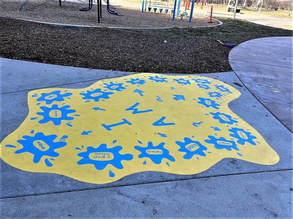 Bobbie Jean Valdez of vitalart.org painted this inspirational artwork next to a playground at Redding School of the Arts.