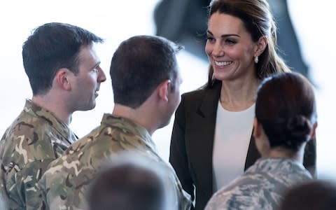 Catherine, Duchess of Cambridge during an official visit to RAF Akrotiri to meet with serving personnel - Credit: Mark Cuthbert/UK Press