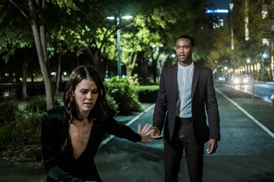 Sosie Bacon, left, and Jessie T. Usher in ‘Smile’
