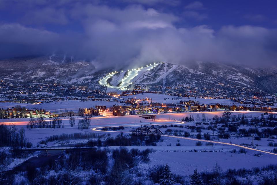 Steamboat Springs ski resort at night