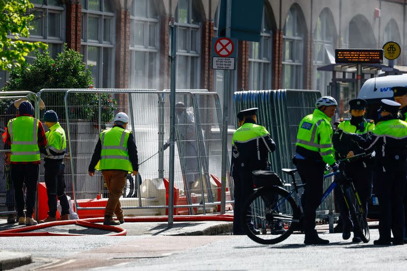 Asylum seekers camped outside the International Protection Office, in Dublin