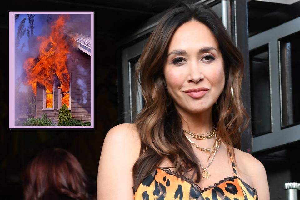  Main image Myleene Klass and drop in of a house fire. 