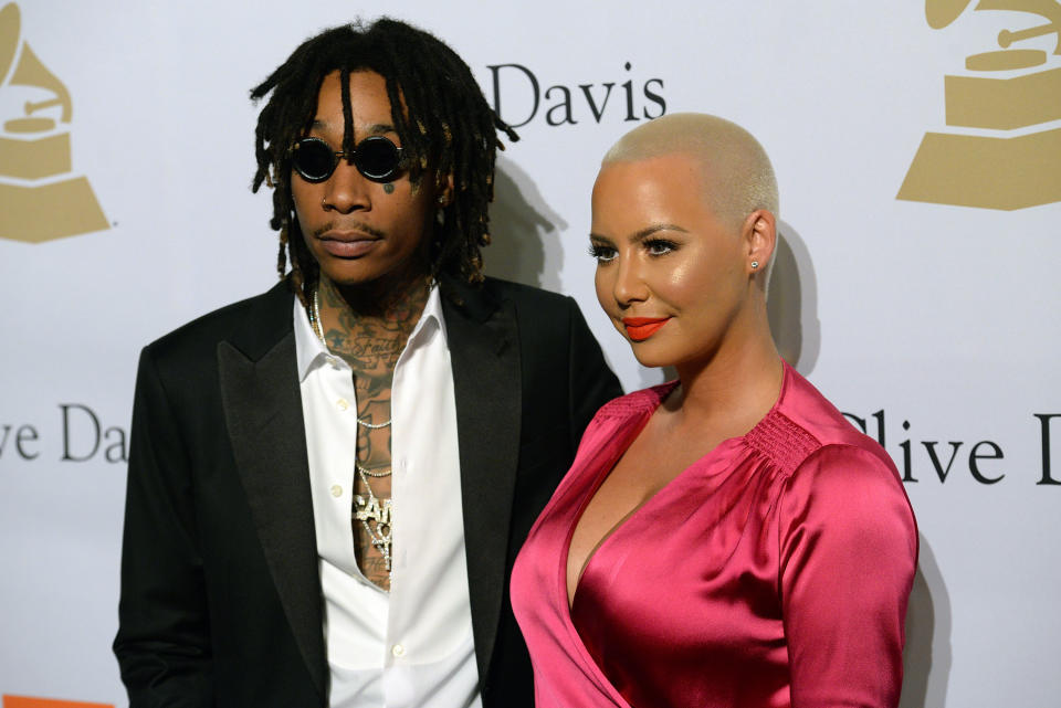 Wiz Khalifa and Amber Rose at the Beverly Hilton Hotel in Beverly Hills, Feb. 11, 2017. (Photo: Getty Image)