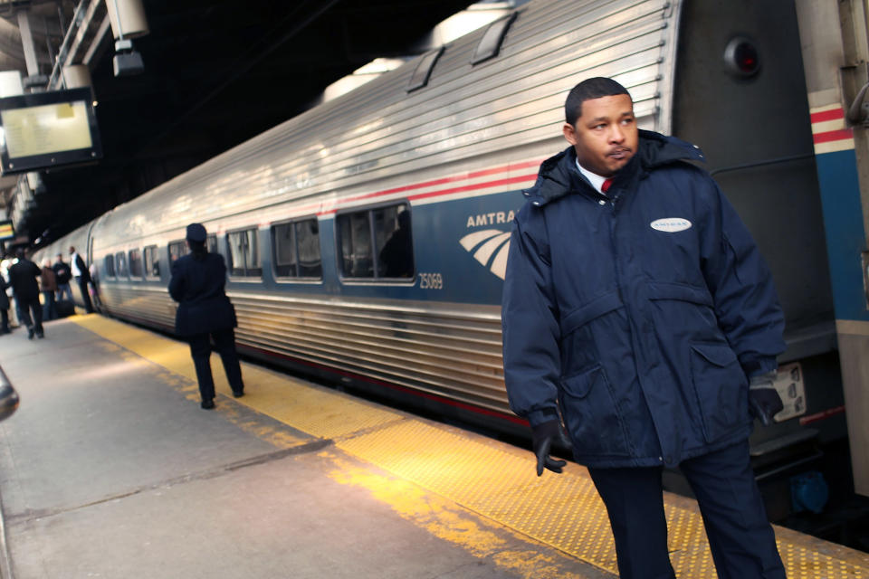 NEWARK, NJ - FEBRUARY 08:  An Amtrak train pulls into Newark Penn Station on February 8, 2011 in Newark, New Jersey. Amtrak, a government-owned corporation, has joined up with New Jersey's two U.S. senators to propose a new rail link to New York City under the Hudson River. The 