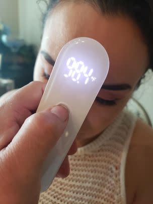 A no-touch forehead thermometer for taking your kiddo's temperature (or yours) in a way that's sooo much easier