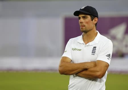 Bangladesh v England - Second Test cricket match - Sher-e-Bangla Stadium, Dhaka, Bangladesh - 30/10/16. England's captain Alastair Cook reacts during the presentation ceremony after they lost the match. REUTERS/Mohammad Ponir Hossain