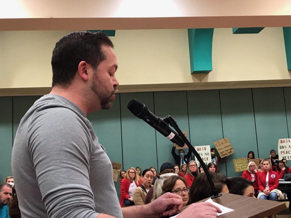 Colts Neck parent Justin Ramirez welcomed the transgender policy changes that were considered by the Colts Neck Board of Education, but were ultimately voted down.