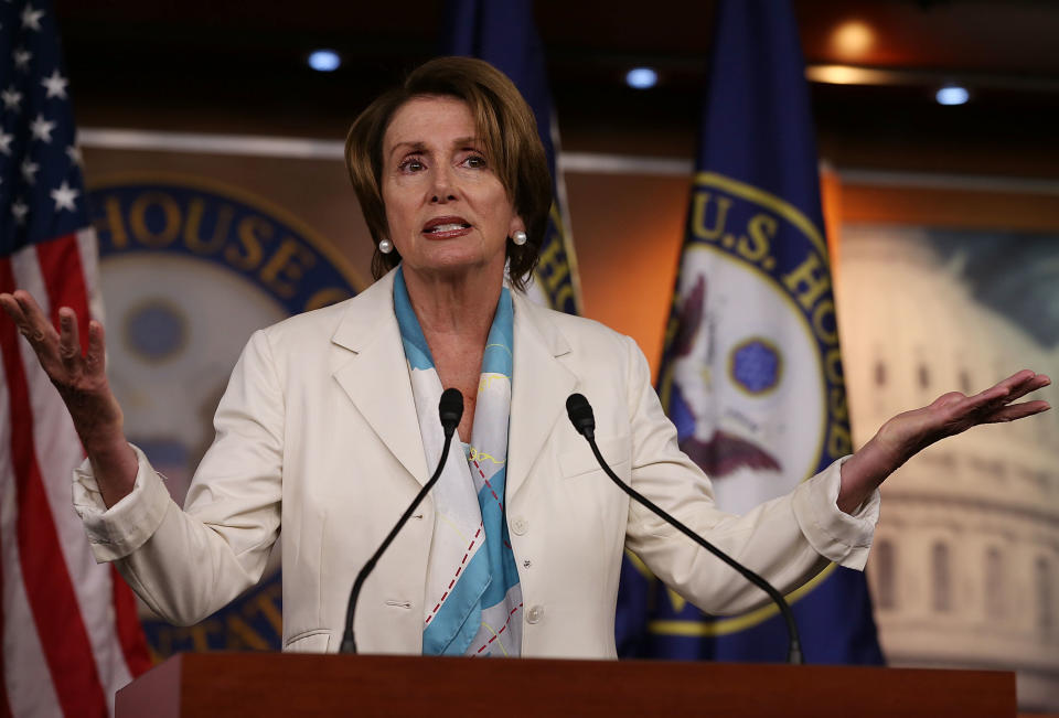 House Minority Leader Nancy Pelosi (D-CA) speaks to the media at her weekly news conference on Capitol Hill, July 11, 2013 in Washington, D.C. (Photo by Mark Wilson/Getty Images)