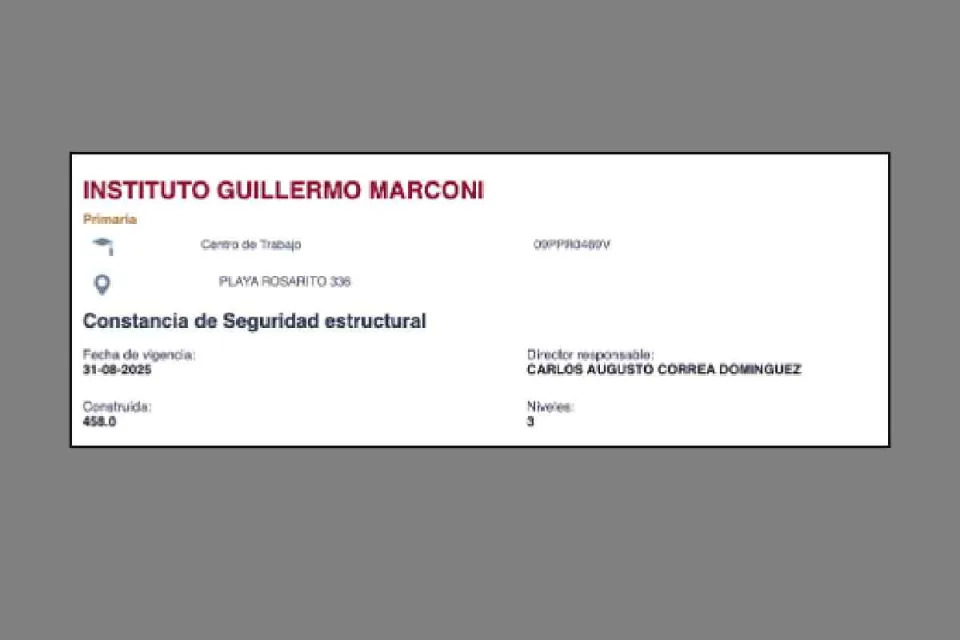 Gráfica con los datos del reglamento de protección civil de para construir escuelas seguras.