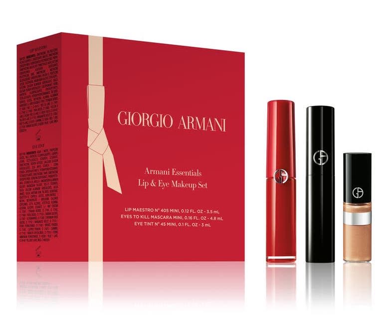 Giorgio Armani Travel Size Lip Maestro Liquid Lipstick Set. Image via Nordstrom.