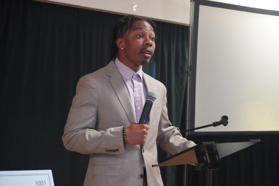 Adam Maxwell was the keynote speaker at this year’s Million Dollar Scholar Brunch hosted by the Education Equalizer Foundation on Saturday at Upper Room Ministries of Greater Gainesville.
(Credit: Photo provided by Voleer Thomas)