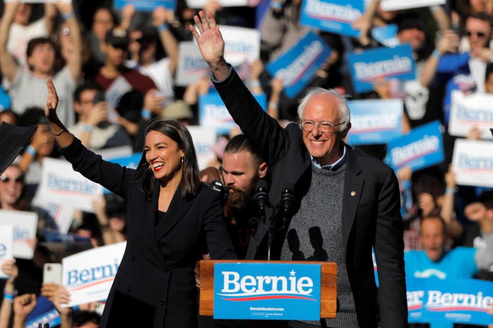 Alexandria Ocasio-Cortez and Bernie Sanders