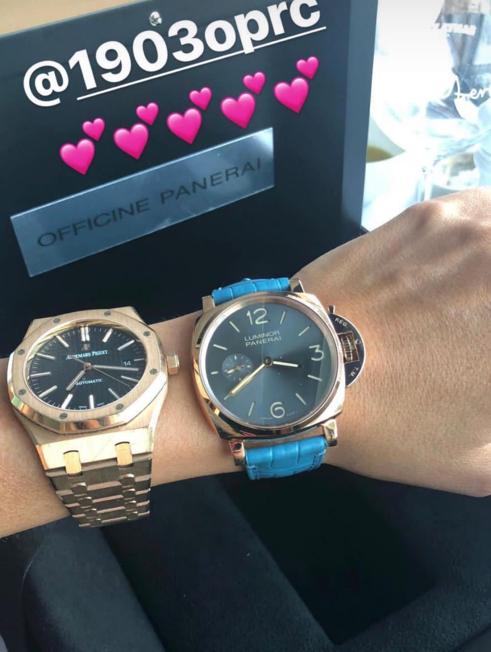 He got her a brand new $29K watch from Officine Panerai. Source: Instagram / @roxyjacenko