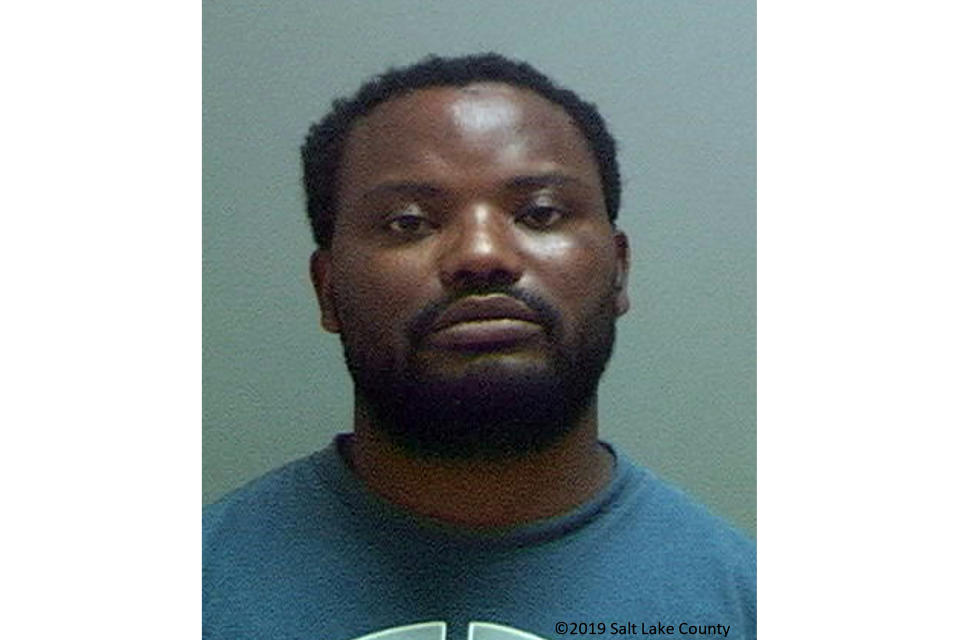 This undated booking photo provided by the Salt Lake County Sheriff's Office shows Ayoola A. Ajayi. Salt Lake City Police Chief Mike Brown said, Friday, June 28, 2019, that Ajayi was being charged with aggravated murder, kidnapping and desecration of a body in the death of 23-year-old Mackenzie Lueck. (Salt Lake County Sheriff's Office via AP)