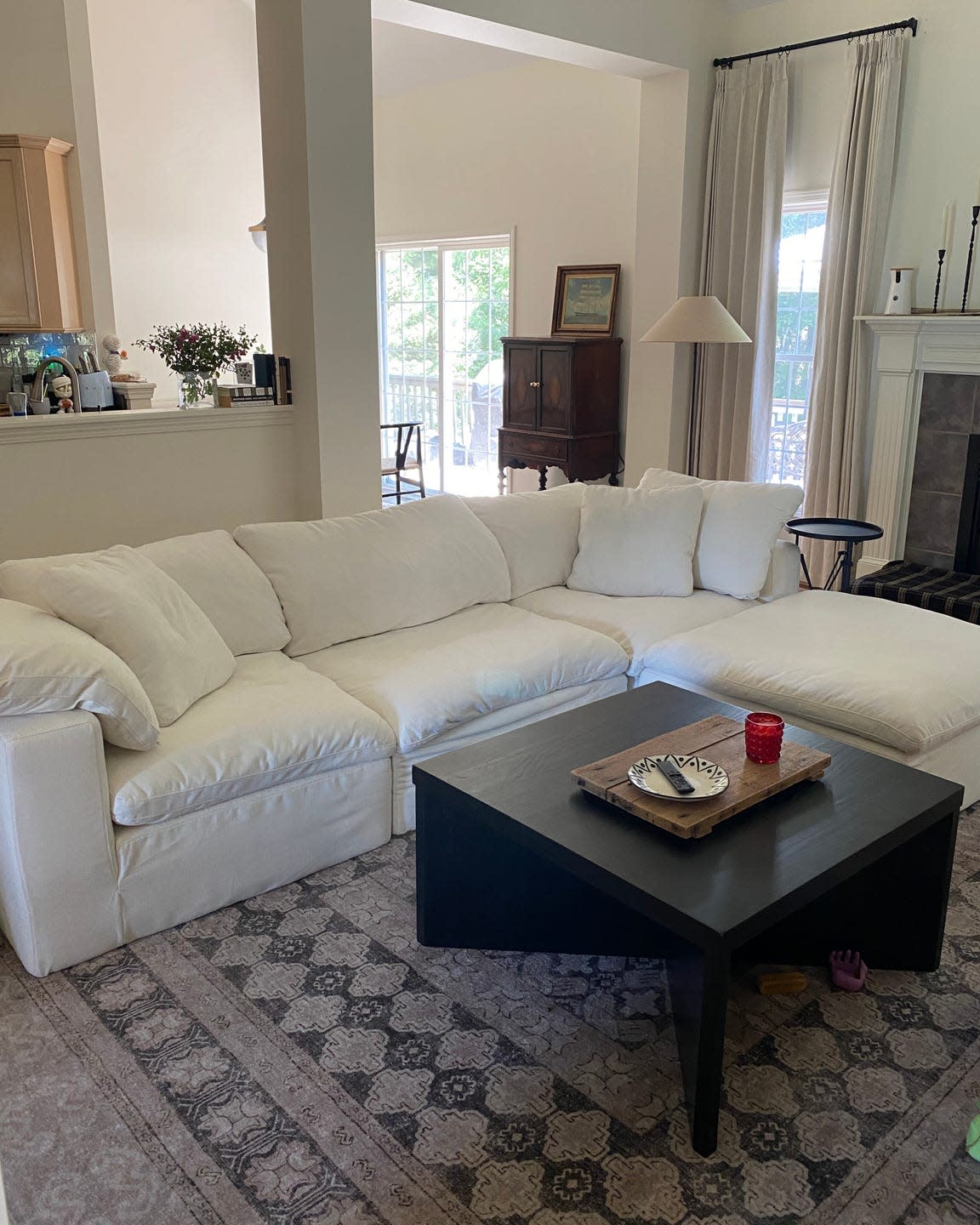 big white couch in a living room