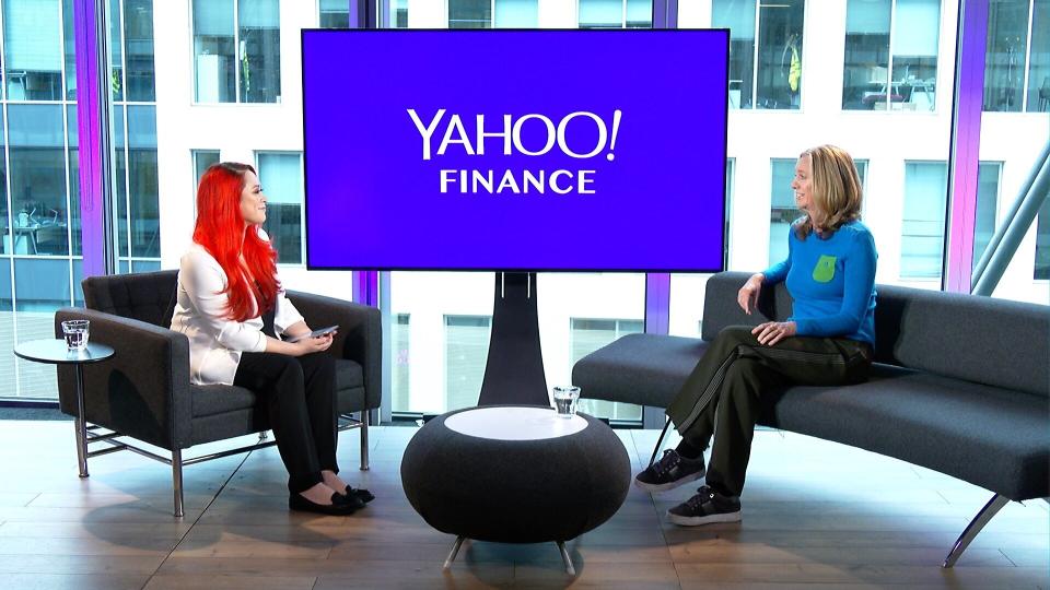 Mumsnet and Gransnet CEO and co-founder Justine Roberts (right) on Yahoo Finance UK's "Global Change Agents with Lianna Brinded" show.