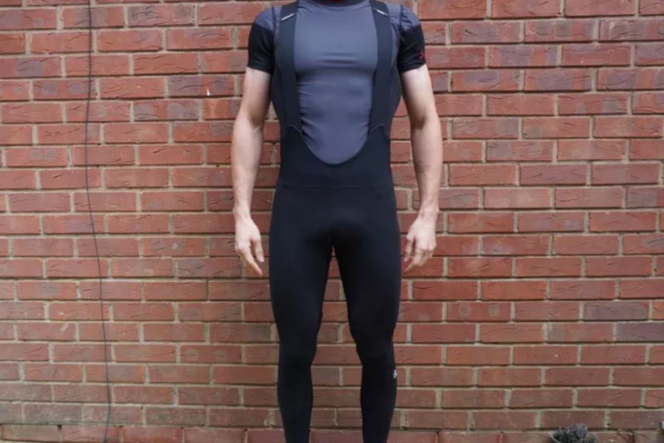 Image shows man wearing Assos bib tights