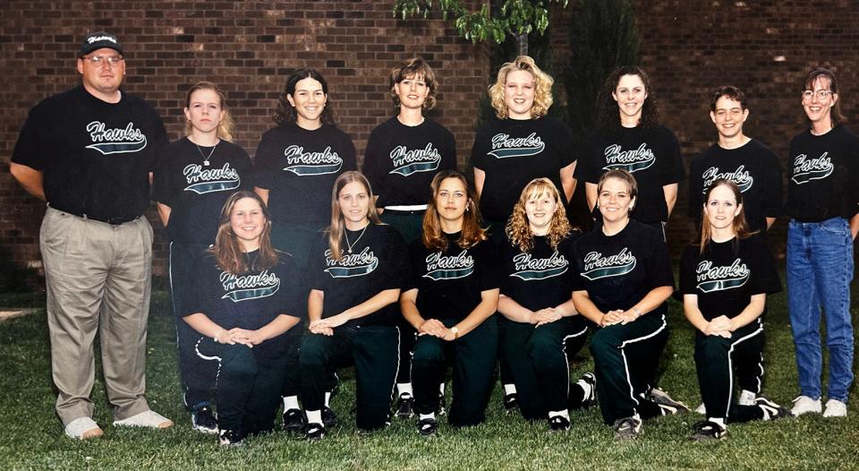 Amy Sterner (standing, fourth from left) helped the Hagerstown Community College softball team win the Region 20 title during her sophomore year in 1997.