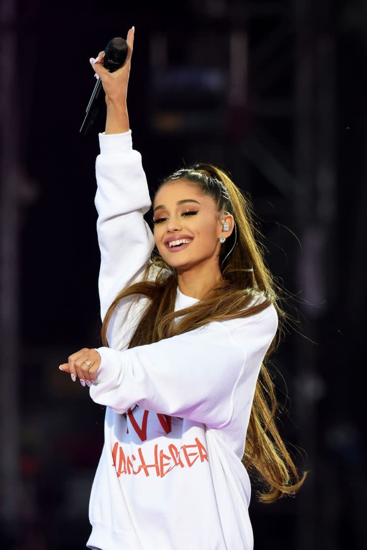 Ariana Grande at the One Love Manchester benefit concert