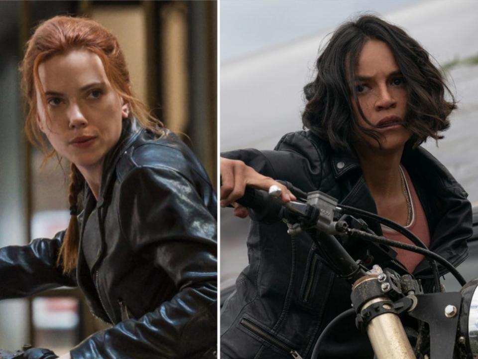 Ob Scarlett Johansson als "Black Widow" (l.) oder Michelle Rodríguez alias Letty Ortiz in "Fast & Furious 9" - für Action und Frauenpower ist im Juli gesorgt. (Bild: © Marvel Studios 2021. All Rights Reserved. / © 2020 UNIVERSAL STUDIOS. All Rights Reserved.)