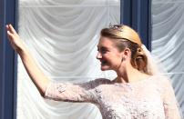 LUXEMBOURG - OCTOBER 20: Princess Stephanie of Luxembourg waves to the crowds from the balcony of the Grand-Ducal Palace following the wedding ceremony of Prince Guillaume Of Luxembourg and Princess Stephanie of Luxembourg at the Cathedral of our Lady of Luxembourg on October 20, 2012 in Luxembourg, Luxembourg. The 30-year-old hereditary Grand Duke of Luxembourg is the last hereditary Prince in Europe to get married, marrying his 28-year old Belgian Countess bride in a lavish 2-day ceremony. (Photo by Andreas Rentz/Getty Images)